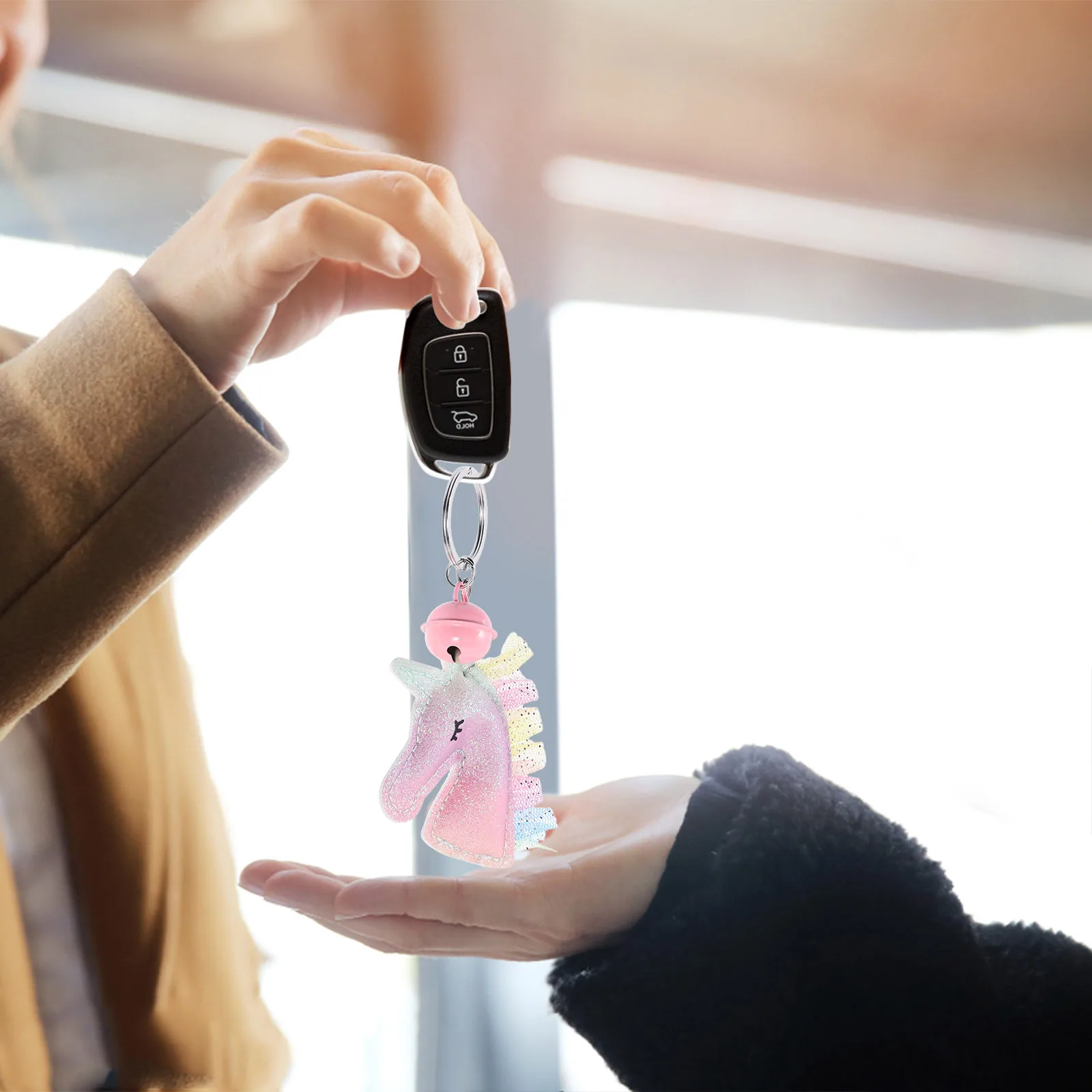 يونيكورن المفاتيح بو حقيبة أنيقة قلادة جرس سحر حقيبة يد صغيرة على ظهره محفظة اكسسوارات للفتيات النساء المفاتيح الملحقات
