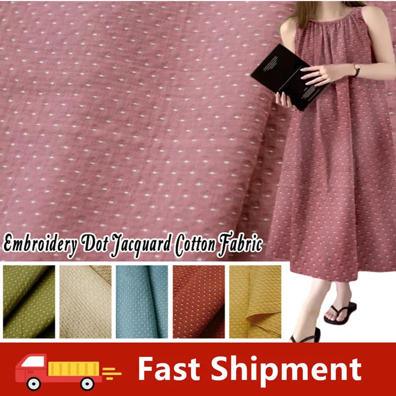 

140x50cm Cute Snow Seed Embroidery Dot Jacquard Pure Cotton Fabric Retro Children's Clothing Handmade DIY Fabric Sewing Cloth