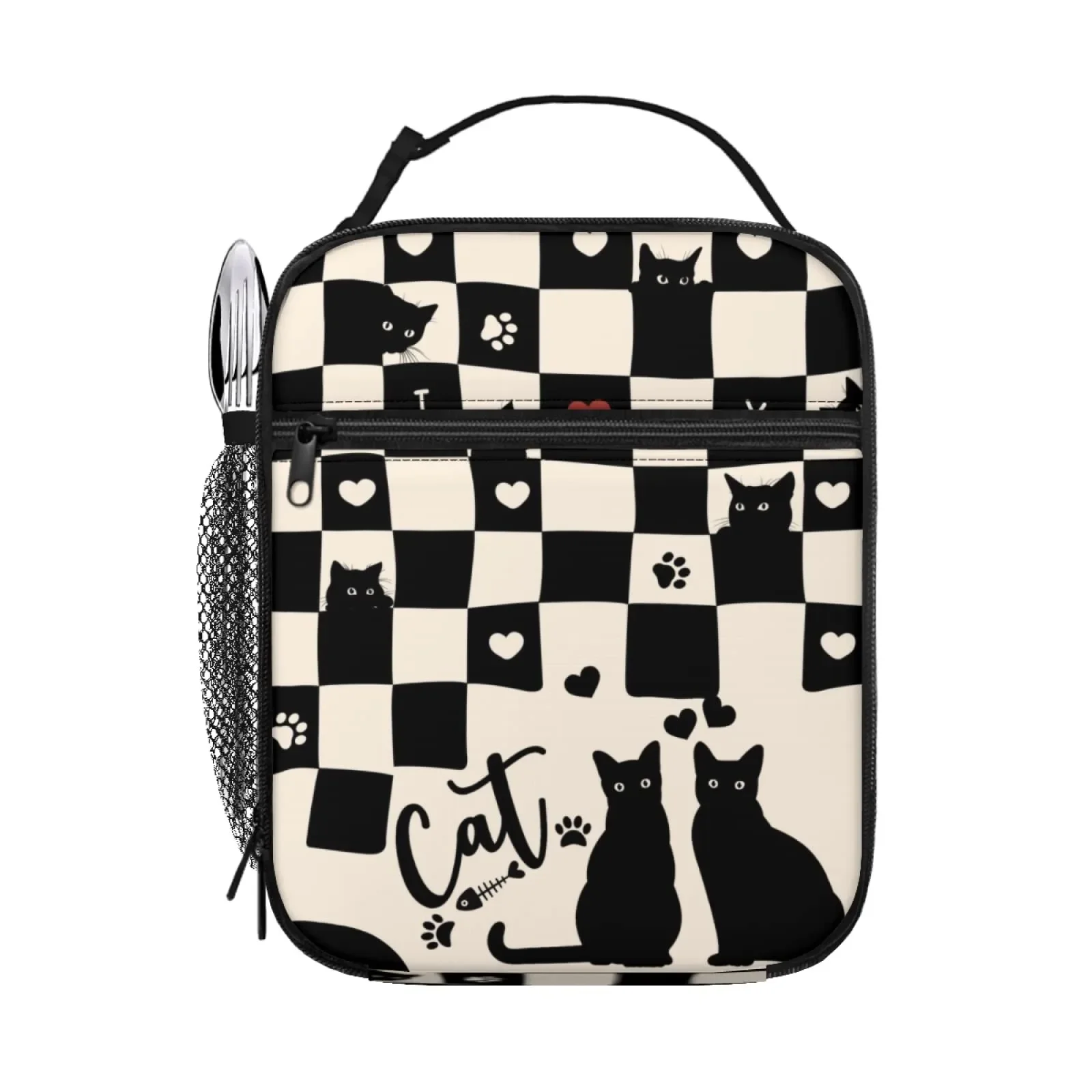 Black Cat Lunch Box Insulated Lunch Bag for Women Men Reusable Cooler ...