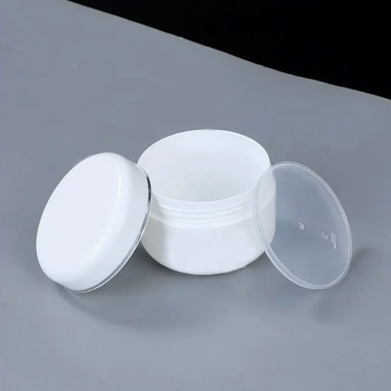 1 bag White Plastic Cream Jar Sample Containers for Cream Jars: Refillable Round Compact Trial Cases