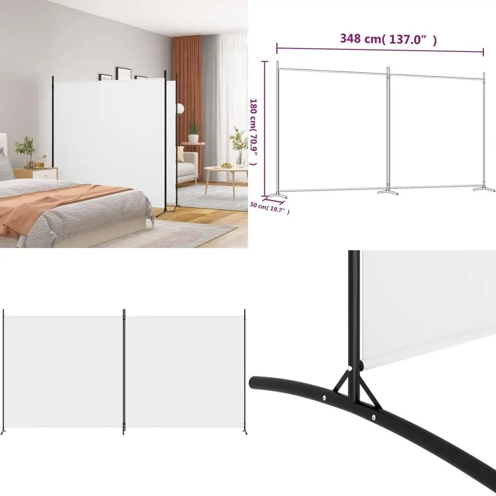 

White 2-Panel Fabric Room Divider, 137x70.9, 7.13 lbs