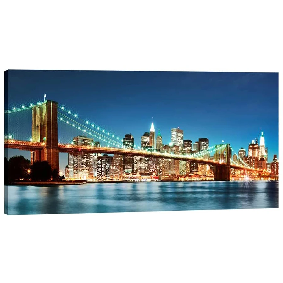 Brooklyn Bridge Night View Diamond Mosaic 5 Panel Diamond Painting city building Picture diamond embroidery large Home Decor art