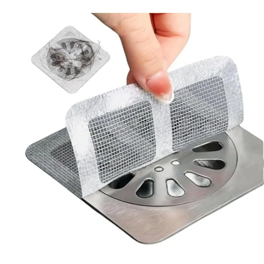 

Disposable Shower Drain Hair Catcher, 30-Pack White Mesh Stickers, 4 x 4 Inch, for Bathroom Sink, Bathtub, Kitchen Drains
