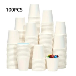 100/50PCS50ml Disposable Small Paper Cups Juice Coffee Supermarket Tasting Picnics Travel Small Mouthwash Cups White Paper Cups