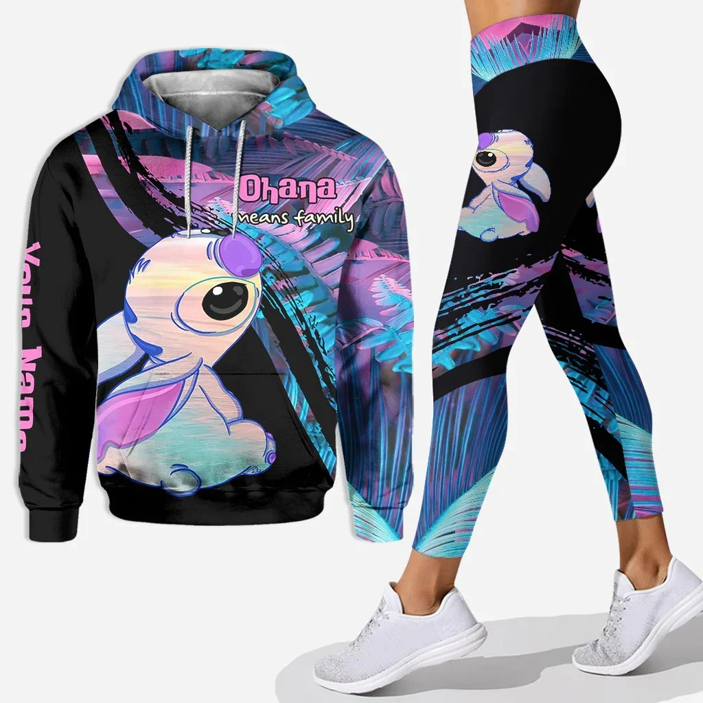 Stitch 3D bluza z kapturem legginsy garnitur damski zestaw bluz z kapturem spodnie do jogi spodnie dresowe damskie Disney bluza do jogi legginsy modny dres