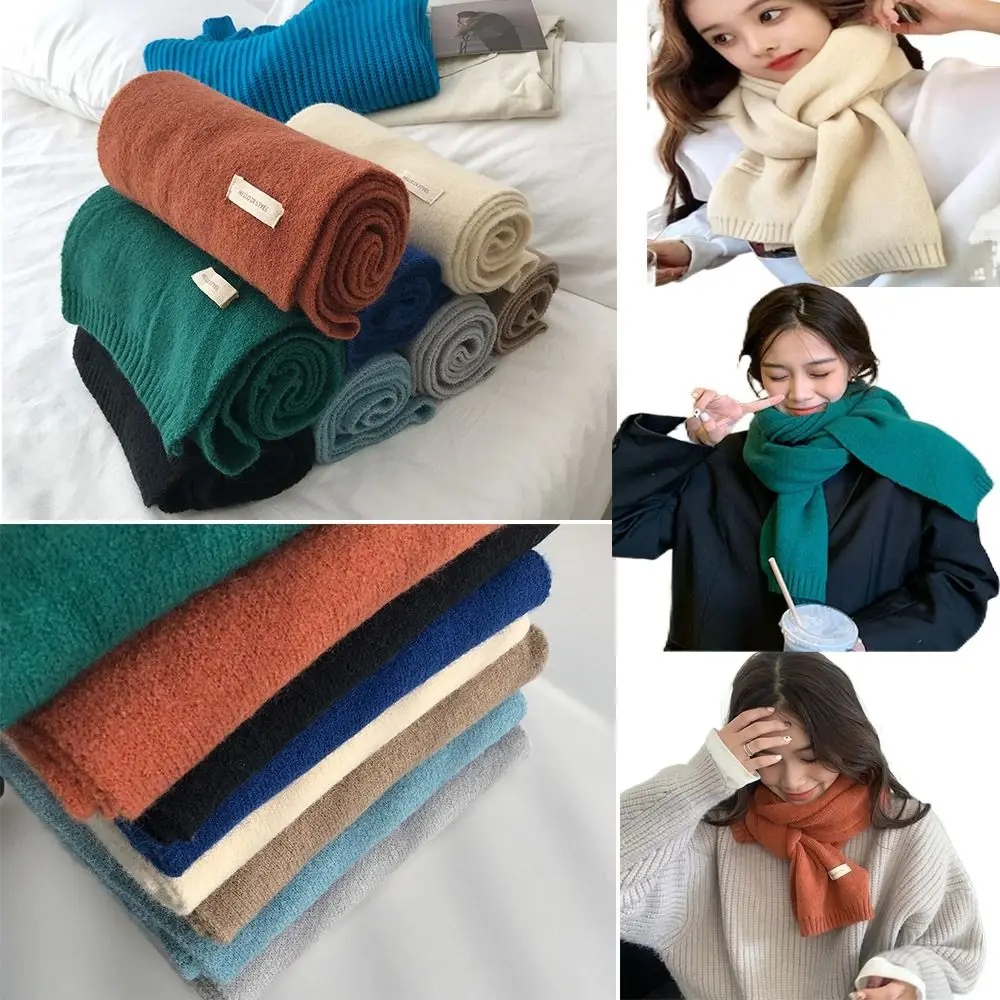 Men Women Winter Knitting Wool Scarf Snap Fastener Thermal Neck Warmer Snood Cowl Tube Fleece Ski Motorcycle Scarf