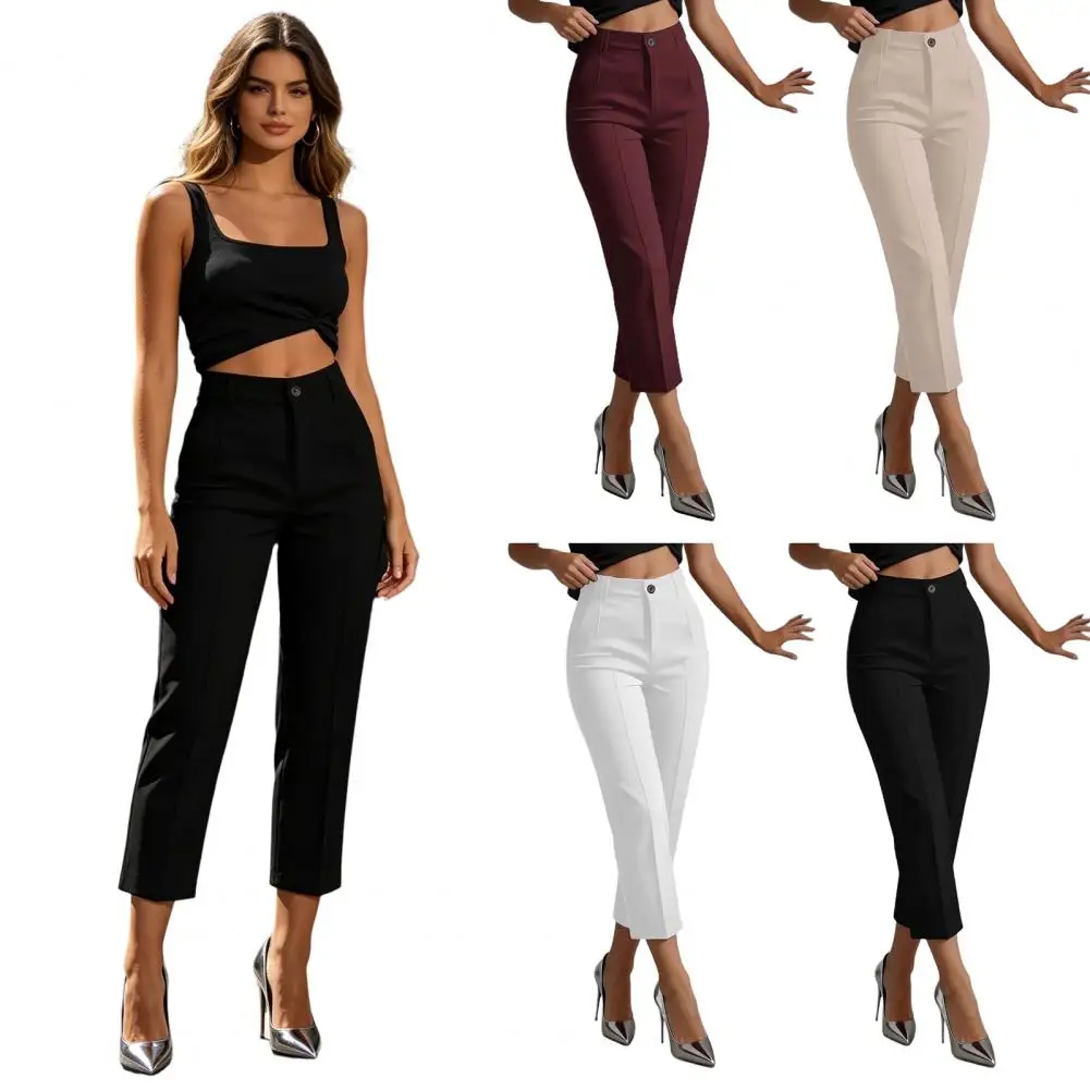 Women's Pants Autumn Fashion New Pants High Waist Straight Leg Work Temperament Commuting Slim Fit Elegant Pants