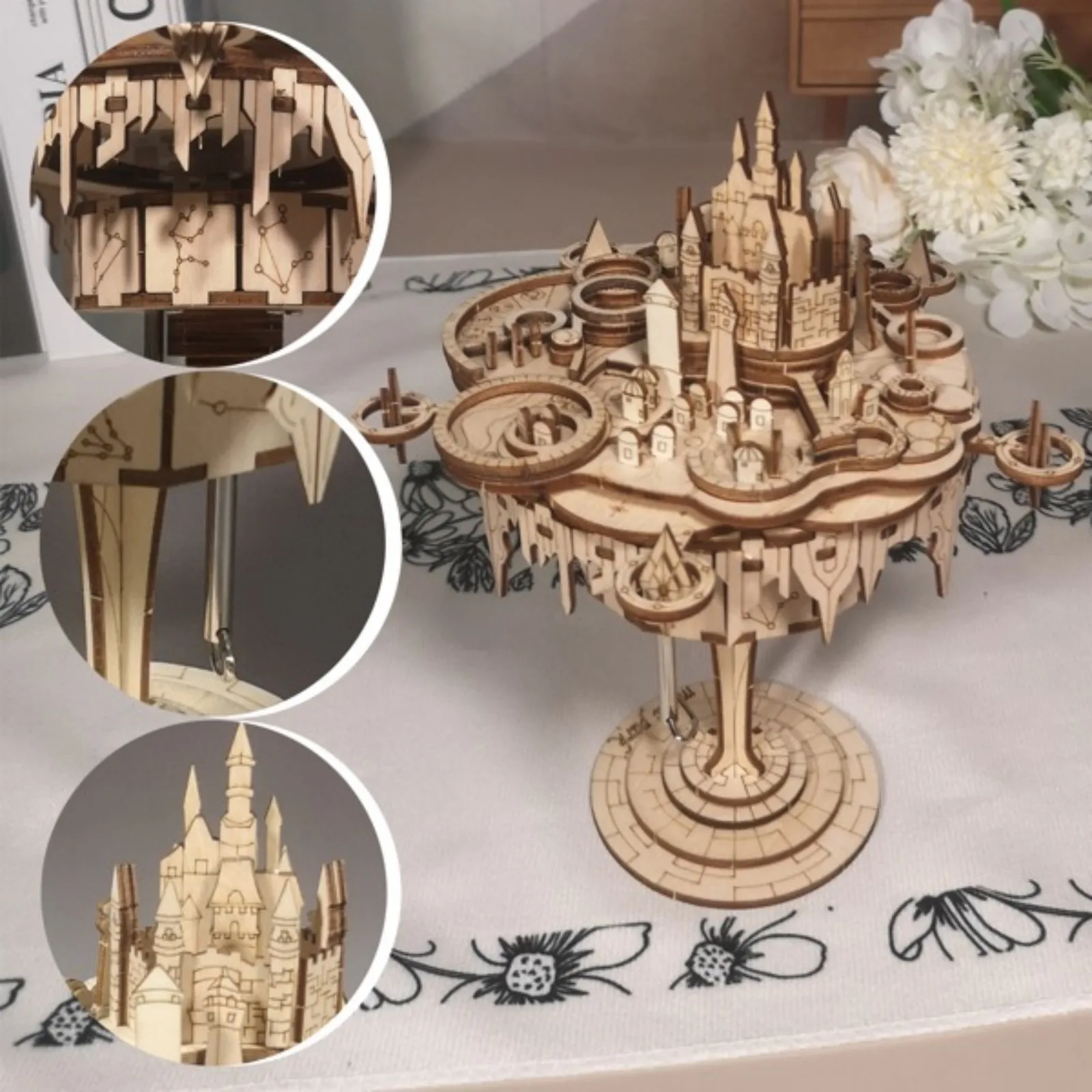 

MUSIC PARK 3D Wooden Puzzles Music Box kits You are My Sunshine Castle Building Model DIY Crafts Birthday Gift for Women