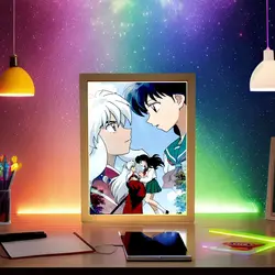 Anime Figure Light Painting Picture Frame Inuyasha Action Figures Led Table Lamps Wall Decor Room Night Lights Gifts Mood Lamp