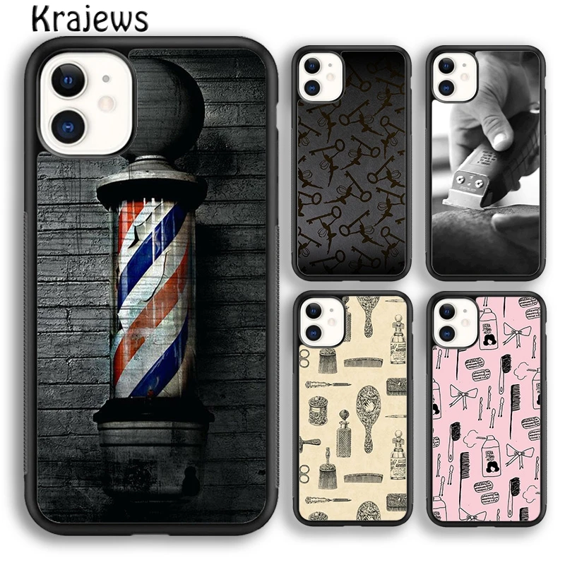 Krajews Barber Shop Hair Stylist Salon Soft Phone Case For iPhone 16 15 SE2020 14 6 7 8 plus 11 12 13 pro max coque Fundas