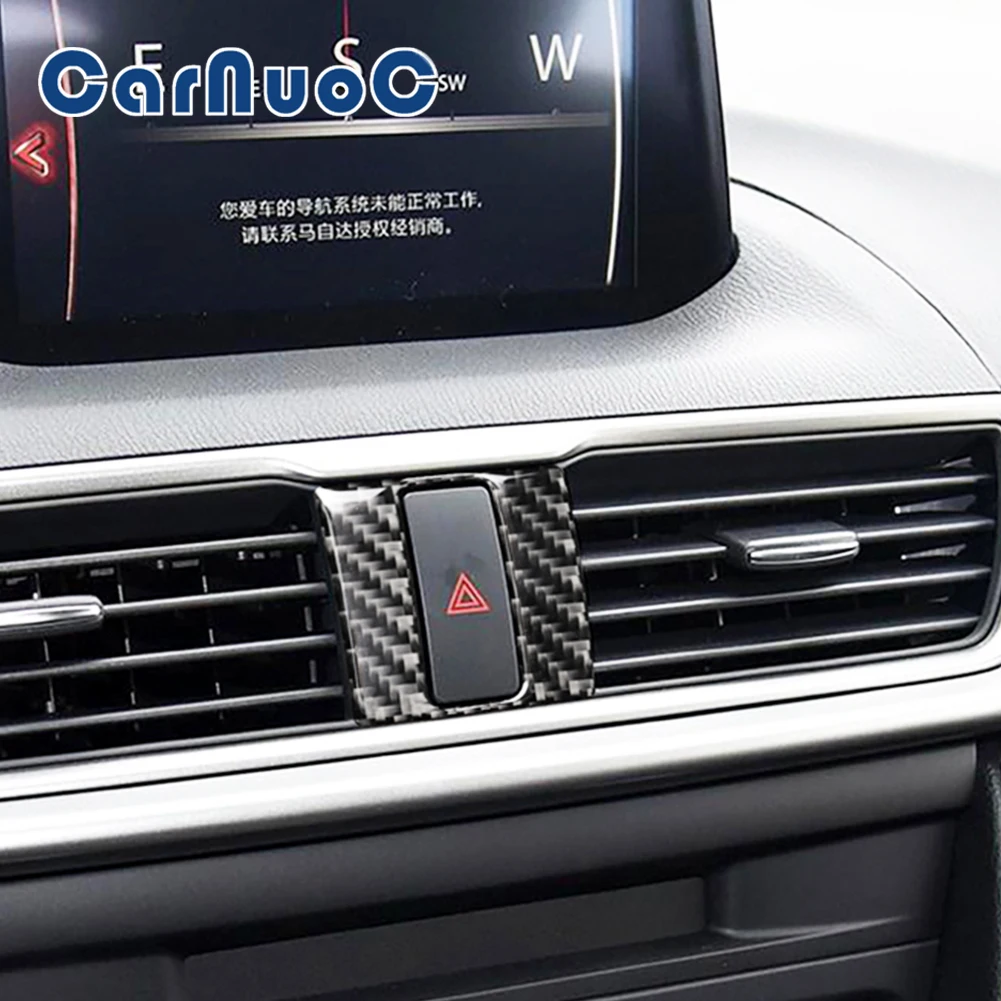 

For Mazda 3 Axela 2013-2018 Carbon Fiber Stickers Warning Emergency Light Decorative Cover Trim Car Interior Accessories