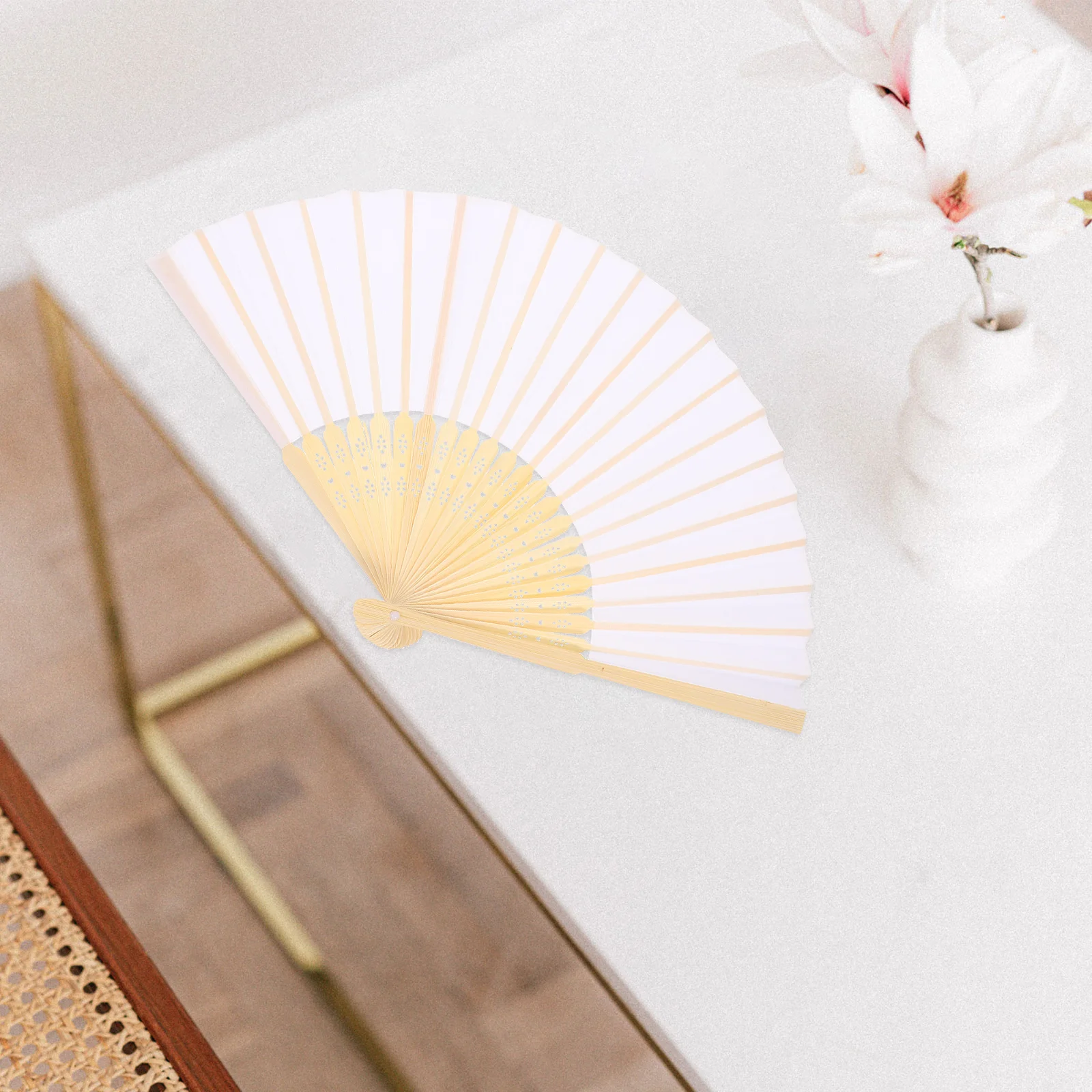 

6pcs Silk-Like Cloth Folding Fans Bamboo Frame Handheld Chinese Style Portable Dance Festival Travel Fan Prop Foldable Cooling