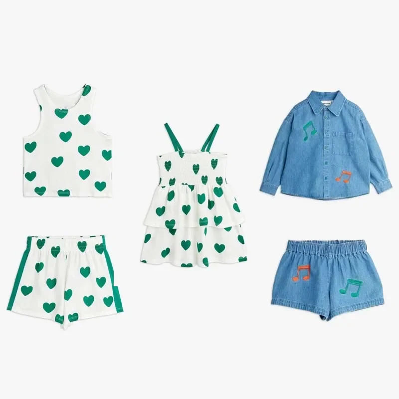 

Предпродажа (отправка в травне) 2025 MR, летнее платье с принтом, жилет и шорты для девочек, костюм, одежда для маленьких девочек, джинсовая куртка для мальчиков, комплект с шортами