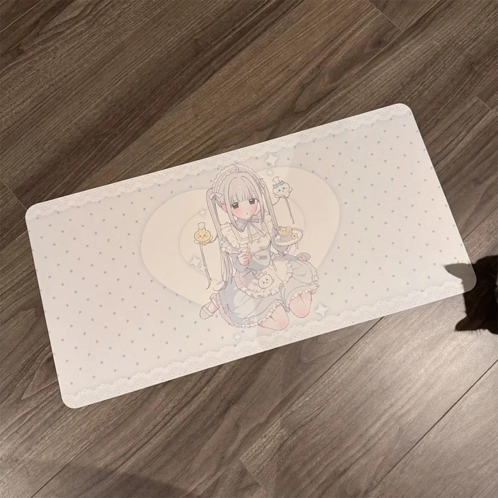 

INS Style Girl Heart Blue Wave Point Коврик для мыши из искусственной кожи Водонепроницаемый настольный коврик Офисные защитные коврики Компьютерный ковер Коврик для клавиатуры