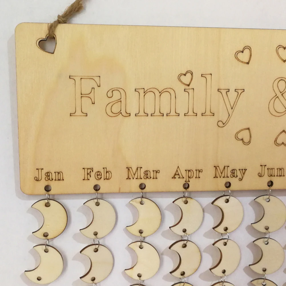 

s Wooden Calendar Decorative Birthday Reminder Wall Hanging Craft Great Gift Home Hanging Calendar DIY Family Letters