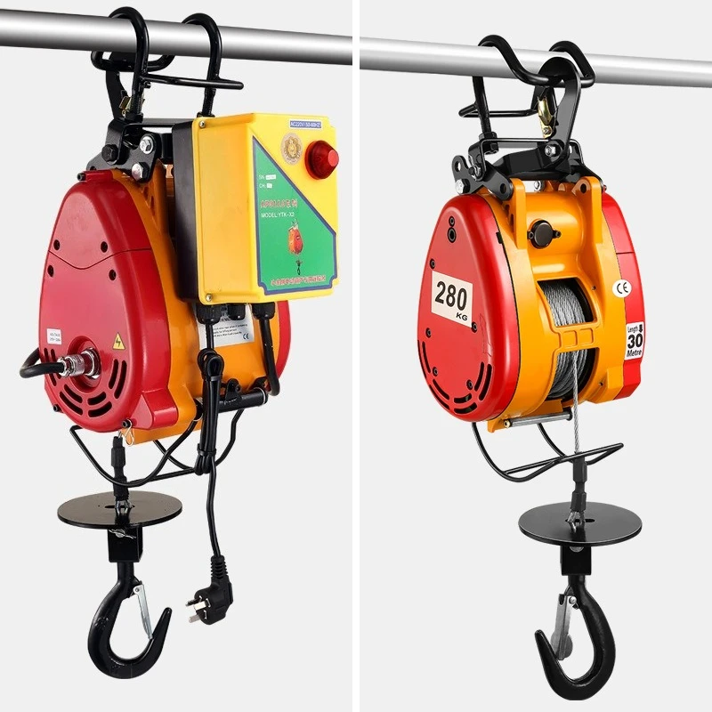Electric Hoist 220v Household Portable Suspension Hoist, Double Hole Miniature Lifting Remote Control Hoist