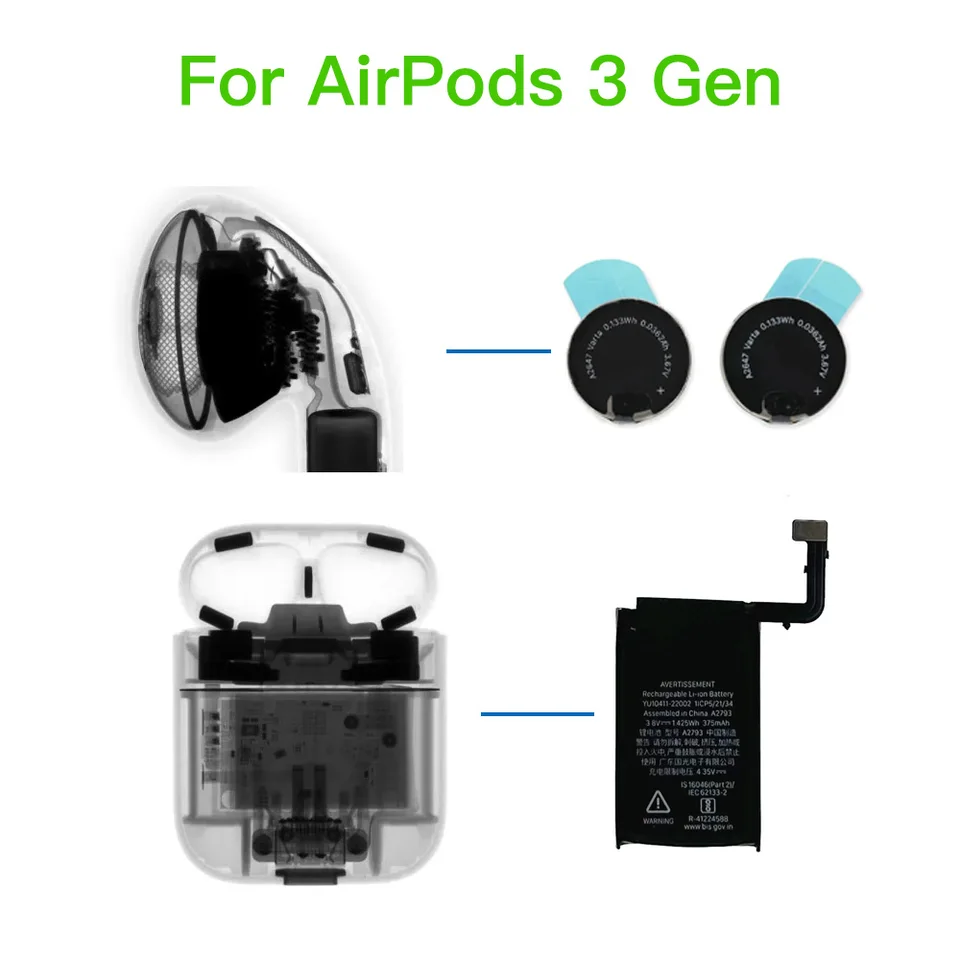 AirPods3 バッテリー新品 本物のオリジナル交換用バッテリー 3.67V Apple Airpods 3 Gen A2565