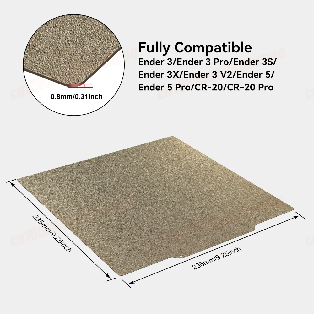 Para Creality Ender Series PEI hoja de acero con resorte PEI placa de construcción magnética texturizada 235x235mm cama térmica CR cama térmica para impresora 3D