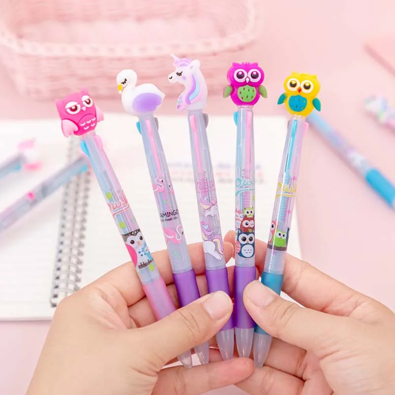 kawaii dos desenhos animados caneta esferografica animal unicornio bonito cores caneta retratil escola artigos de papelaria escritorio caneta multicolorido canetas pecas 01