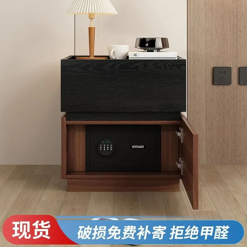 for Bedside Table with Safe Integrated Locker Light Luxury Password Lock 2026 New All Solid Wood Nightstand