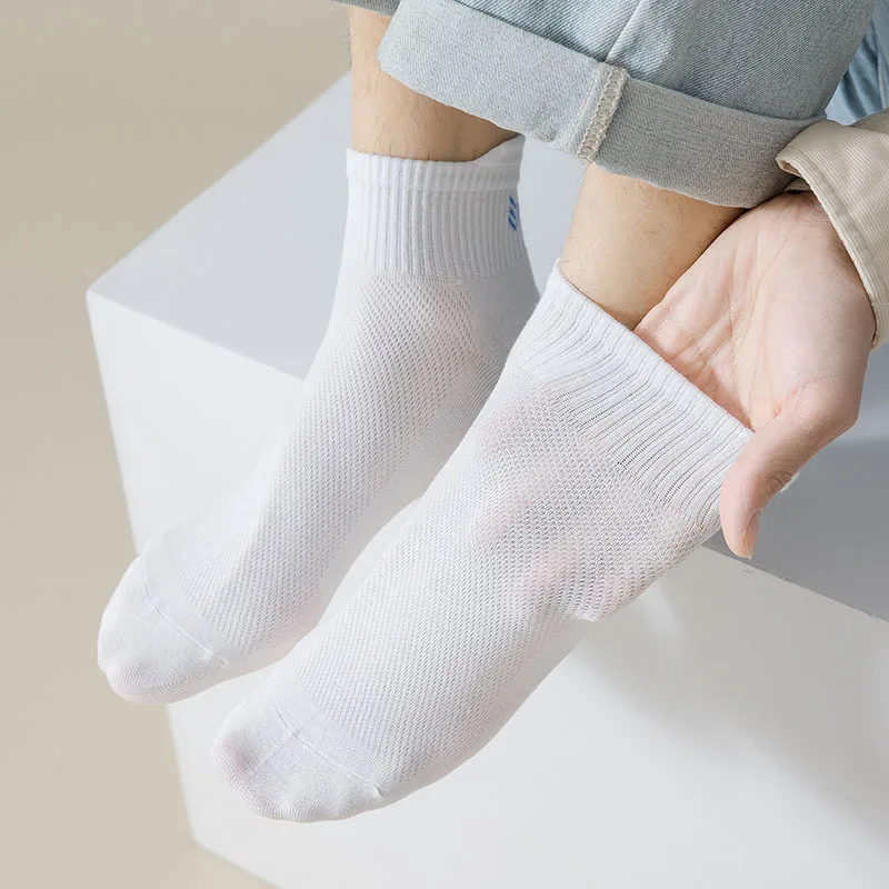 5 Paar 2024 neue Sommer Herren dünne kurze Mund Mesh atmungsaktive Baumwoll socken Knöchel Mode Sports ocken hochwertige Casual Socken