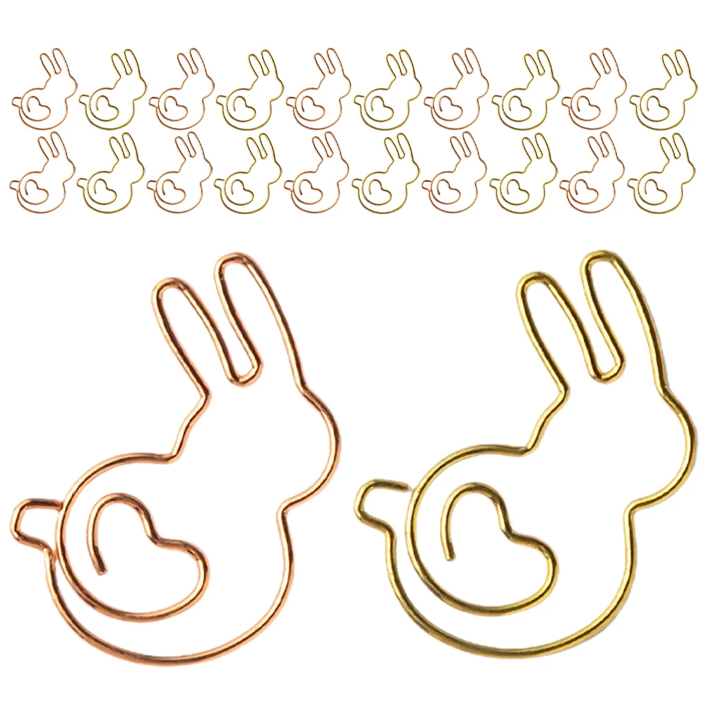 30Pcs Decorative Bunny Shape Paper Clips Adorable Rabbit Small Cute Office Supplies Practical Multi-Function Clips for Files