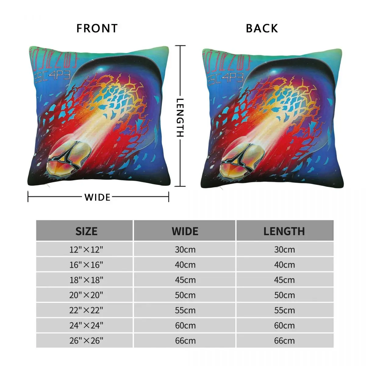 Journey Band Escape Album Square Pillowcase Polyester Linen Velvet Printed Zip Decor Pillow Case Home Cushion Case