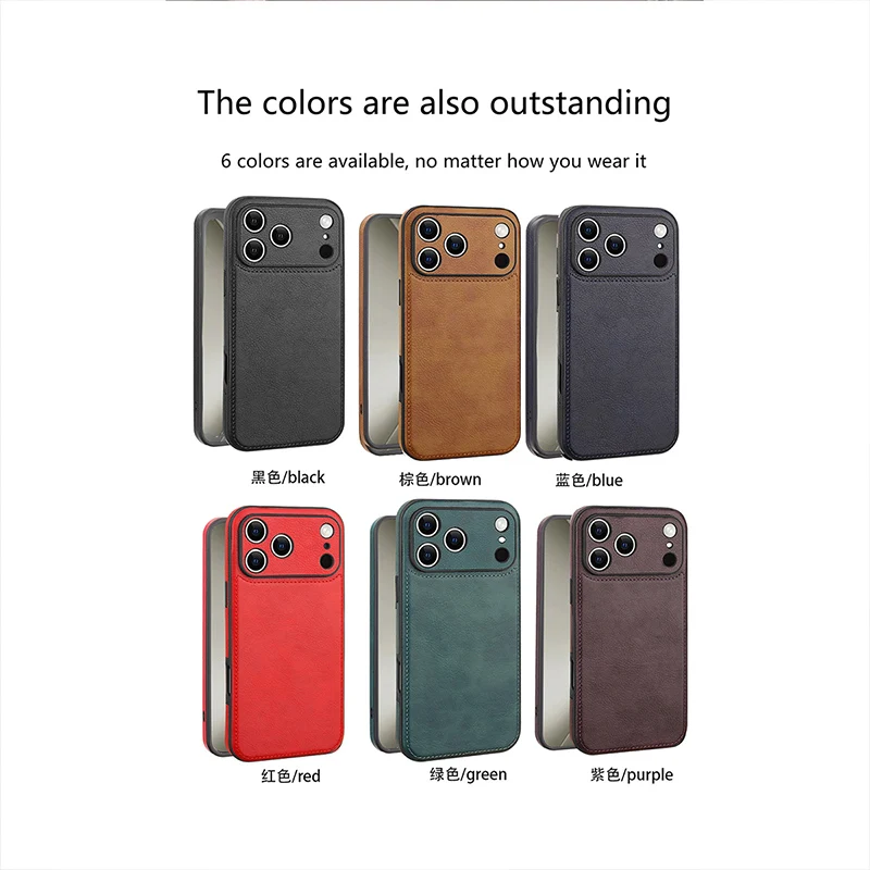 Ultra Thin Leather Case for iPhone 17 Pro Max 16 16e 15 14 13 12 11 XR 17Pro Lens Protection iPhone17 Phone Cover Coque - náhled 5