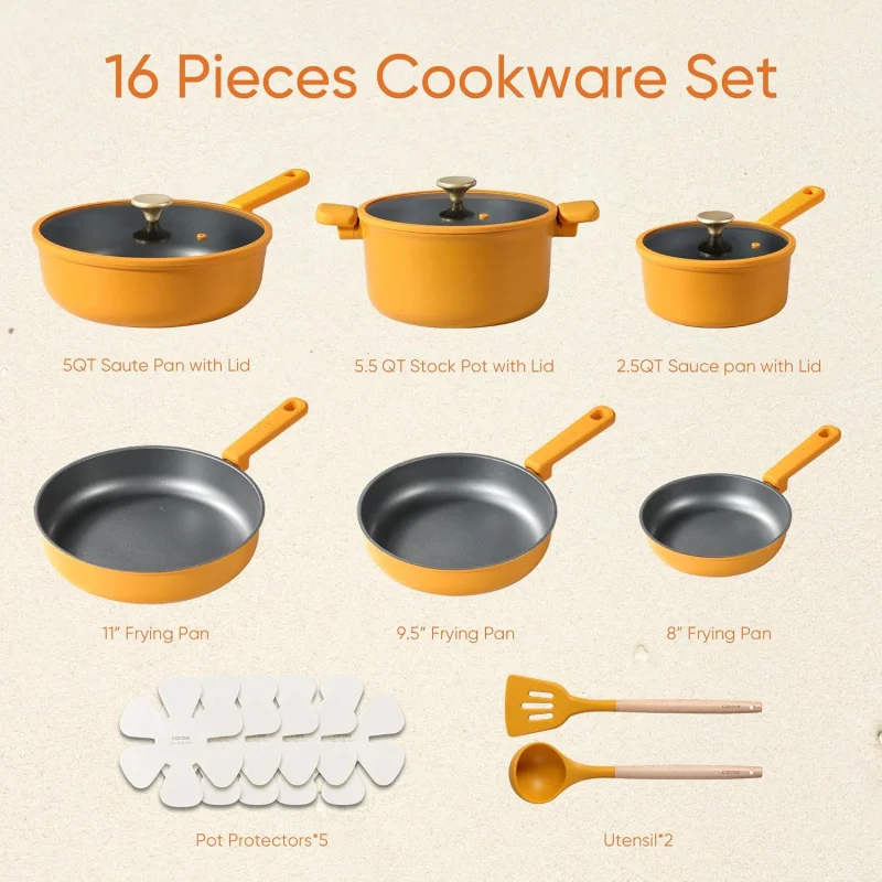 Non Stick Pots Pans Set, Cookware Sets Nonstick, Kitchen Cooking with Stay-Cool Handles,Silicone and Pot Prot