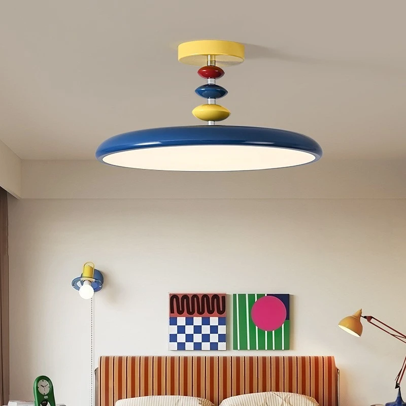Memphis Cream Ceiling Lights Personality Colorful Decorative Children's Room Bedroom Study Hotel Eye Protection LED Lamp Fixture