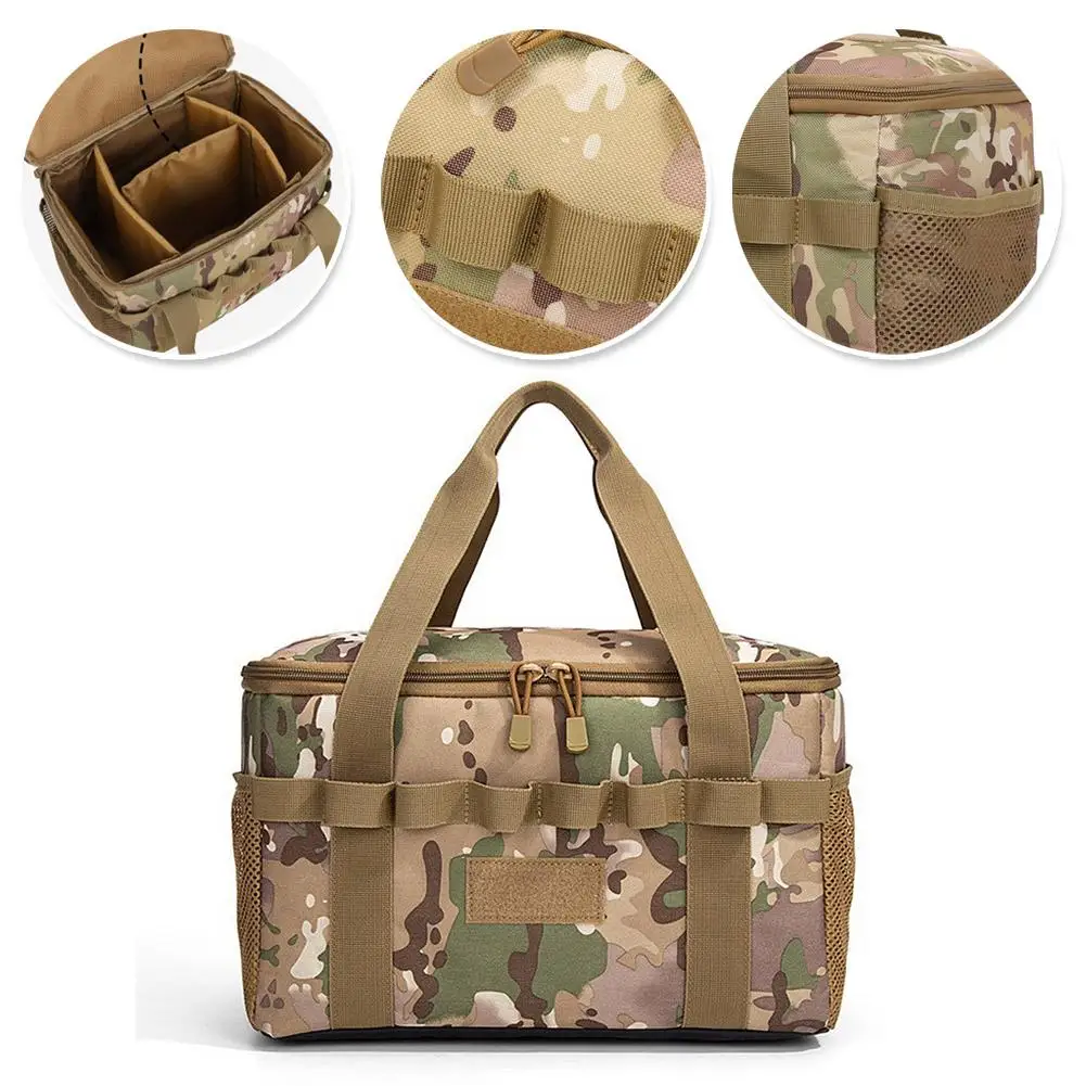

Сумка для хранения для кемпинга на открытом воздухе, тактическая сумка большой вместимости, многофункциональная сумка-органайзер для газового баллона, посуды и принадлежностей для пикника