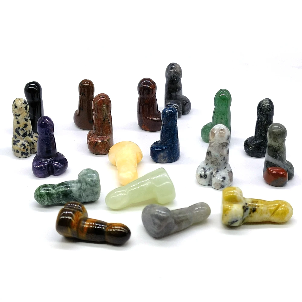 1 "القضيب الصغير تمثال الأحجار الطبيعية بلورات جمشت الكوارتز أوباليت اليشم الريكي شفاء تميمة ديك الخصية ديكور المنزل هدية