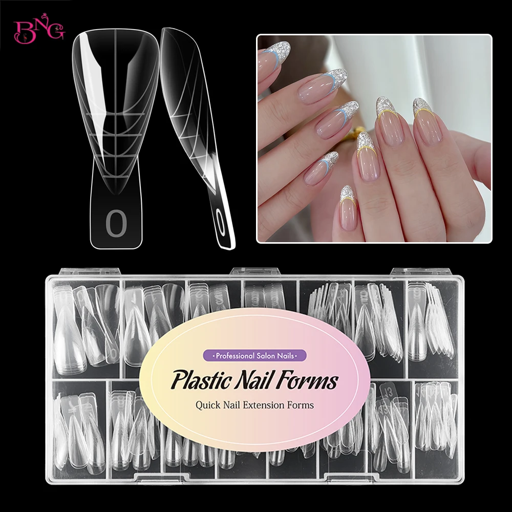 

BNG 150pcs Dual Nail Forms with 15 Sizes Stiletto Nail Molds Almond Full Cover Builder for Nails Soft Acrylic Forms DIY at Home
