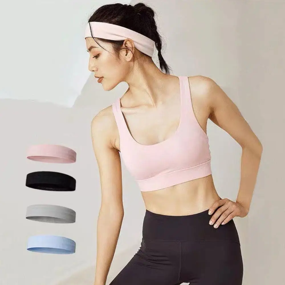 

Летний простой тюрбан для бега и фитнеса, эластичная однотонная повязка на голову, модная эластичная повязка на голову ярких цветов с широкой стороной для йоги