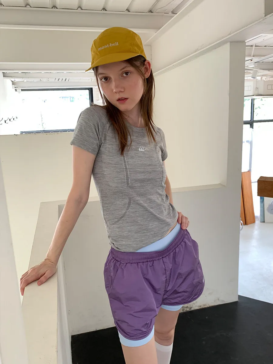 Quick Dry Slim Fit Short Sleeve Yoga T-Shirt Women's Summer Fitness Running Breathable round Neck Casual Style Square Houlest