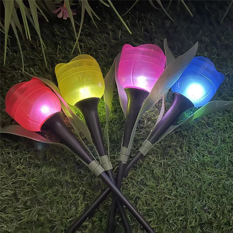 【Flash Sale】10 STKS Outdoor Led Solar Light Tulp Bloem Lamp Waterdicht Tuin Staak Gazon Verlichting Decor Voor Yard Outdoor Party December