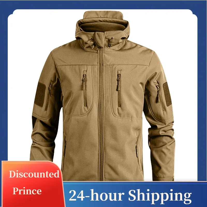 

﻿ Basic Solid Tactical Military Men Winter Autumn Fleece Jackets Sports Hiking Camping Climbing Outdoor Hooded Coat