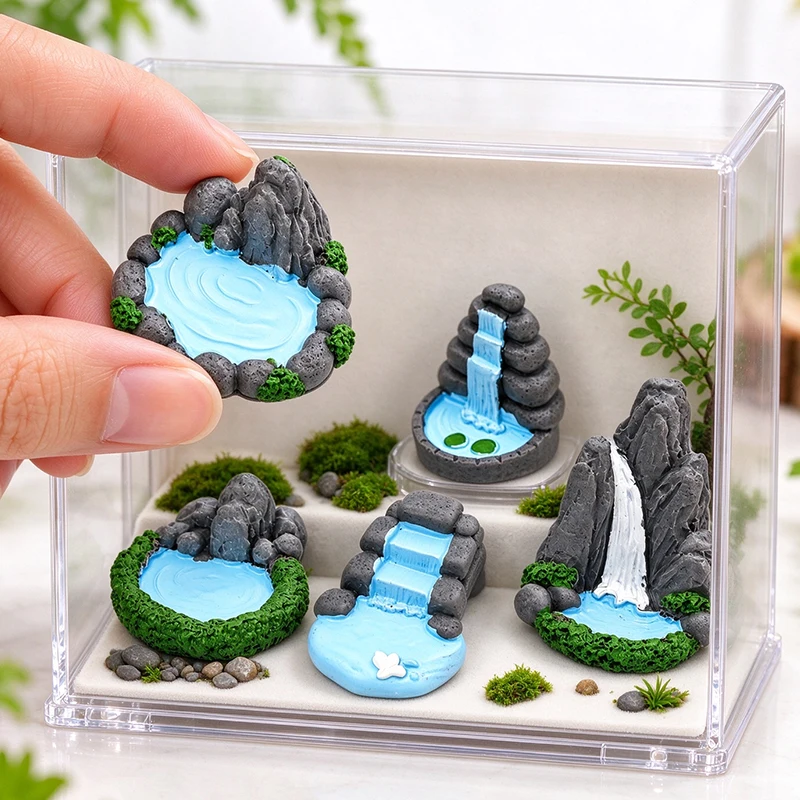 1/3Pcs Chinese Style Landscape Rock Miniature Zen Garden Decor Resin Rock Ornament for Bonsai Succulent Plants Aquarium FishTank