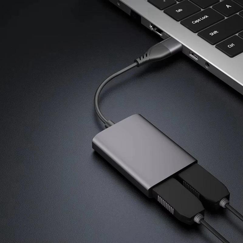 USB 3.0/Type-C to Dual 1080P 60Hz HD Display Adapter 2 Different Screen Extender Hub for M1 M2 MACOS V10.15 10-ABFT