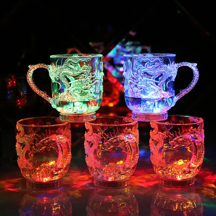 

285ml Luminous Cup Beer Cup Bar Dragon LED Inductive Rainbow Color Flashing Light Glow Mugs for Party Flashing Cup