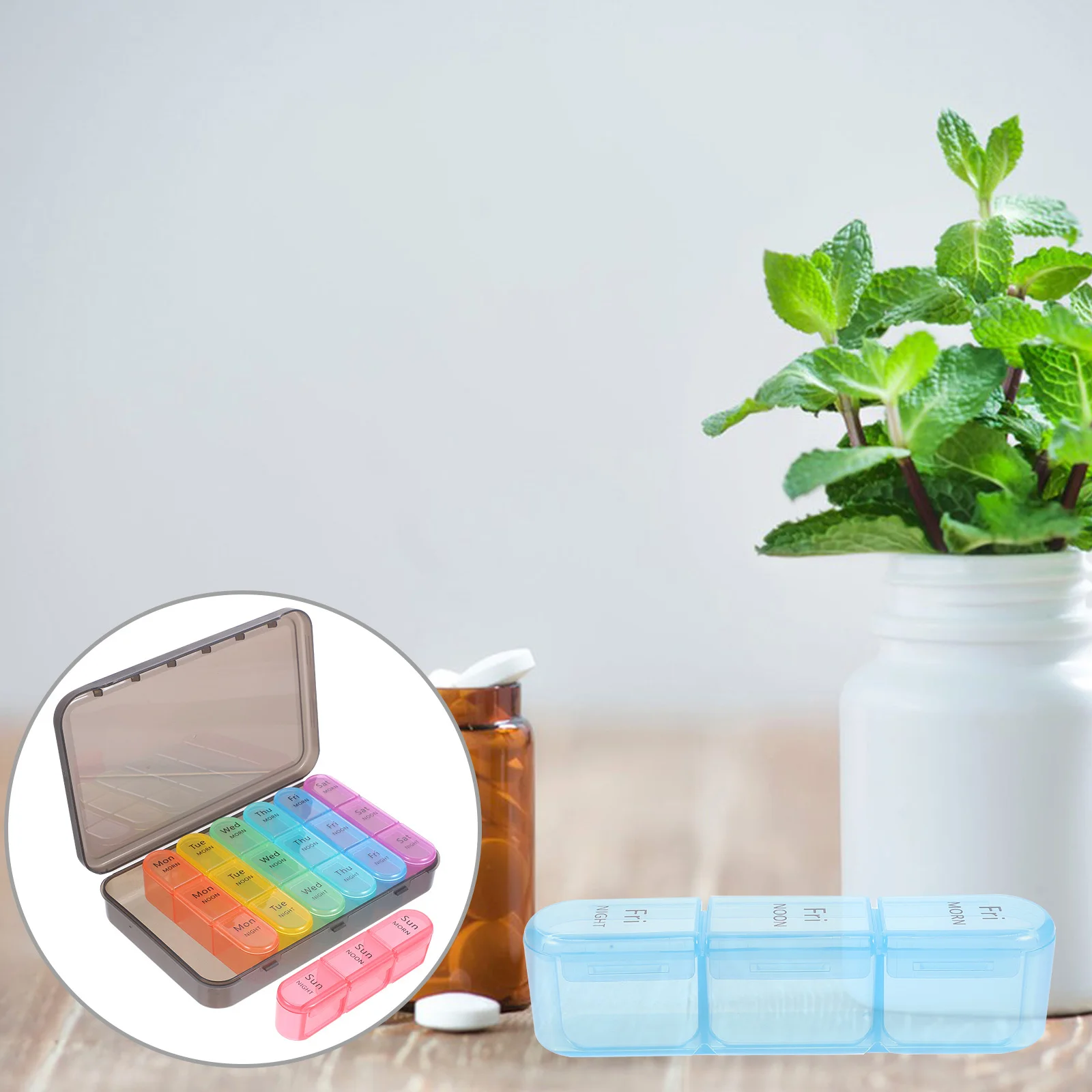 

Large Capacity Pill Organizer 7 Day Weekly Medication Box Portable Compact Multi-Grid Medicine Case for Daily Use Travel Home