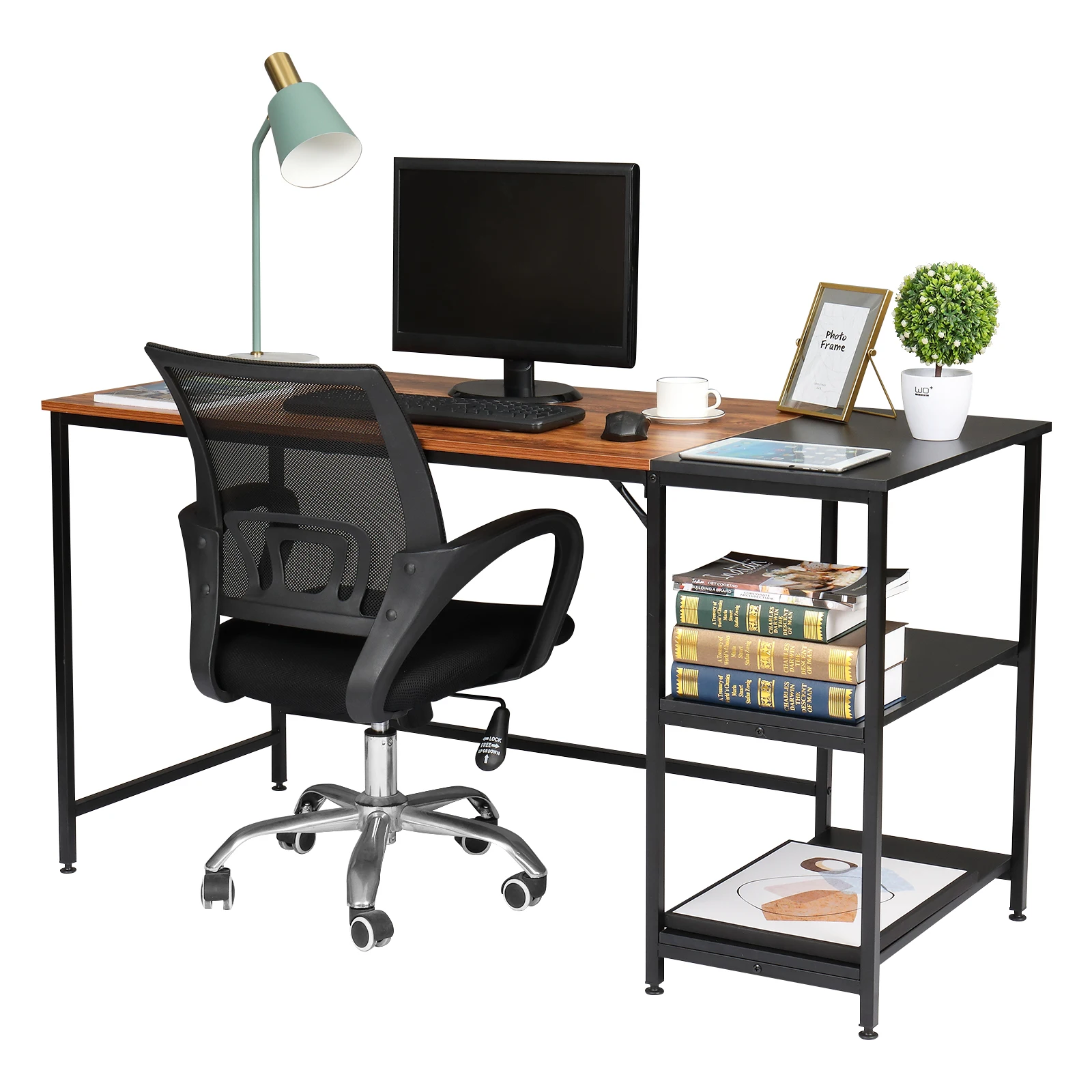 140cm Retro Color Black Particleboard Paste Triamine Stitching Computer Desk