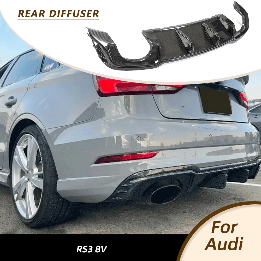 Heckdiffusor-Spoilerlippe für Audi RS3 8V 2017-2019 aus Echtcarbon, Heckstoßstangen-Bodykit, Spoiler-Schutz, Splitter