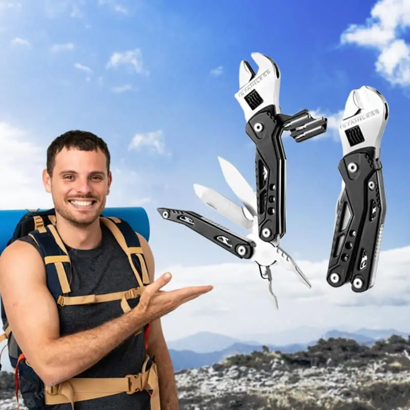 Stainless Steel Multi Tools ，Pliers Pocket Knife with Heavy Duty Pliers Replaceable Bits Multitools for Outdoor, Survival