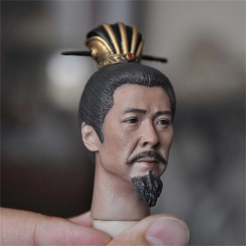 Male Head Carving Crown Ancient Three Kingdoms Liu Bei Liu XuanDe   Soldier Model 1/6 Scale Action Figure Figure Body