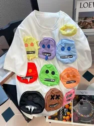 Kieszenie Muti patchworkowy T-shirt mężczyzn kobiety śmieszne letnia koszula z krótkim rękawem halloweenowy cukierek albo psikus TikTok modne ubrania