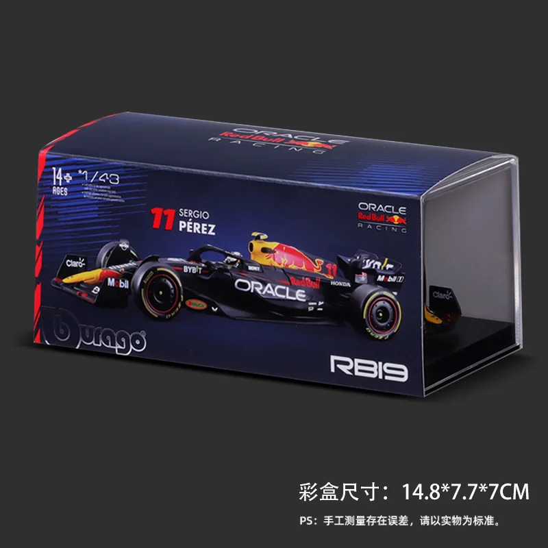 Bburago 1:43 F1 Champion Red Bull Racing TAG Heuer RB19 2023 #1 Max Verstappen #11 Perez With Helmet Alloy Car Diecast Model Toy