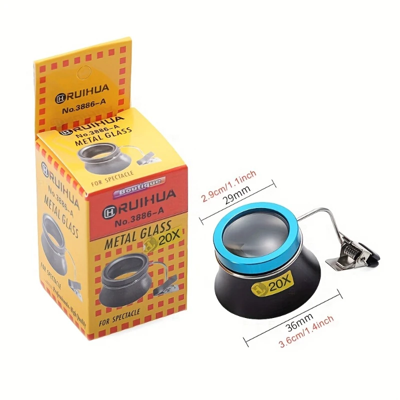 عدسة مكبرة للنظارات 5X 10X 20X مشبك على العدسة المكبرة عدسة مكبرة عملية العدسة المحمولة أداة إصلاح صانعي الساعات #6
