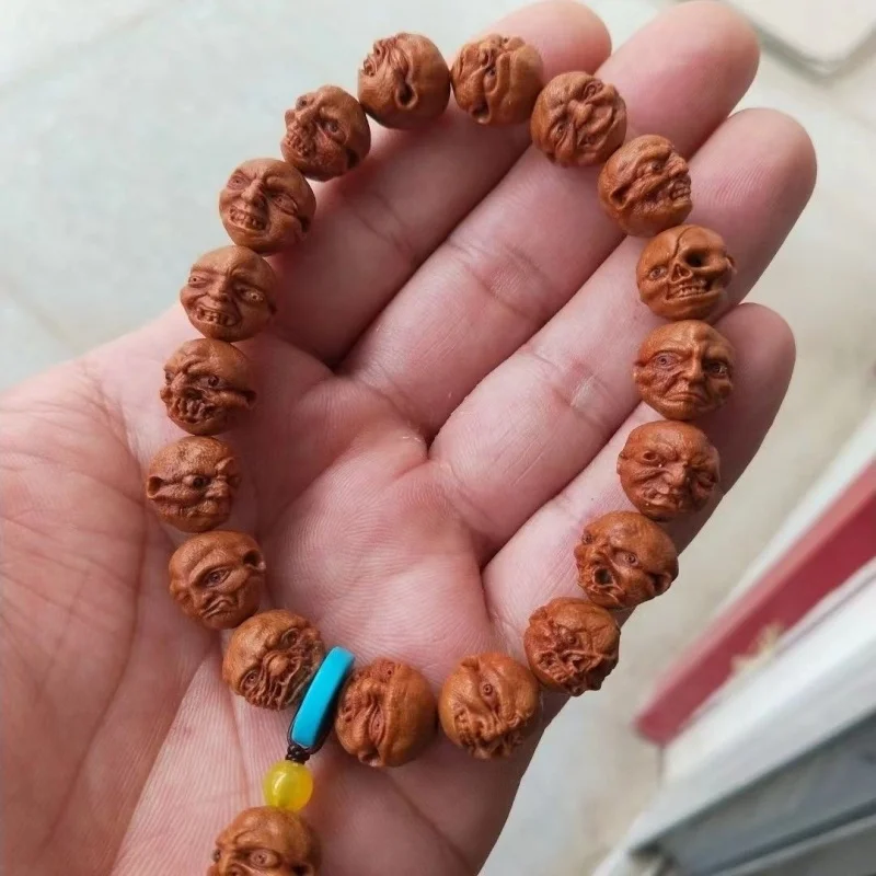 Dragon-patterned walnut carving , The Walking Dead collectible hand bracelet, unique and niche, popular among celebritie