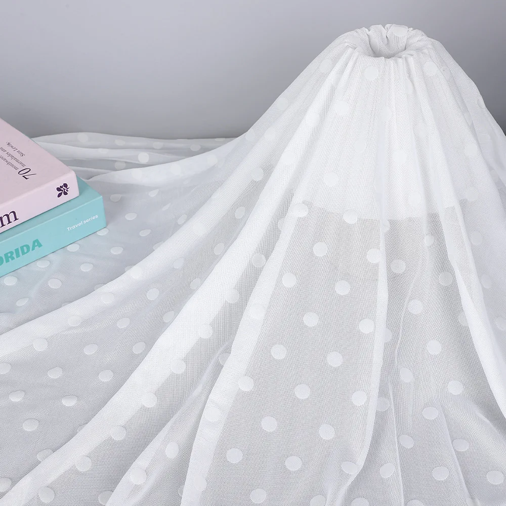 Stretch Mesh Flocked Dot Fabric for Underwear Panties Women Clothing Garment Accessories Round Flocked Net Cloth By The Yard